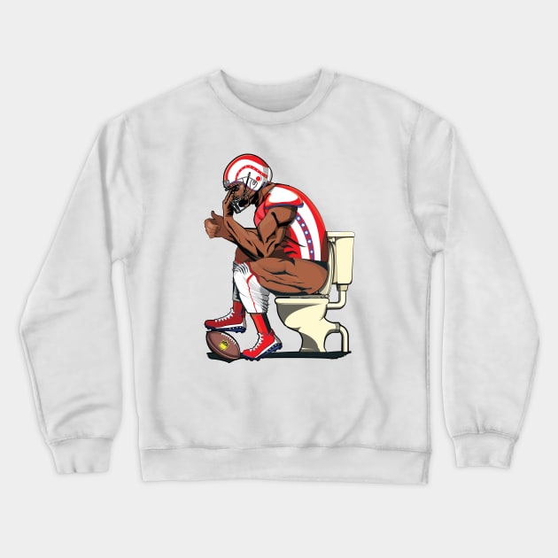 American Football Player on the Toilet Crewneck Sweatshirt by InTheWashroom